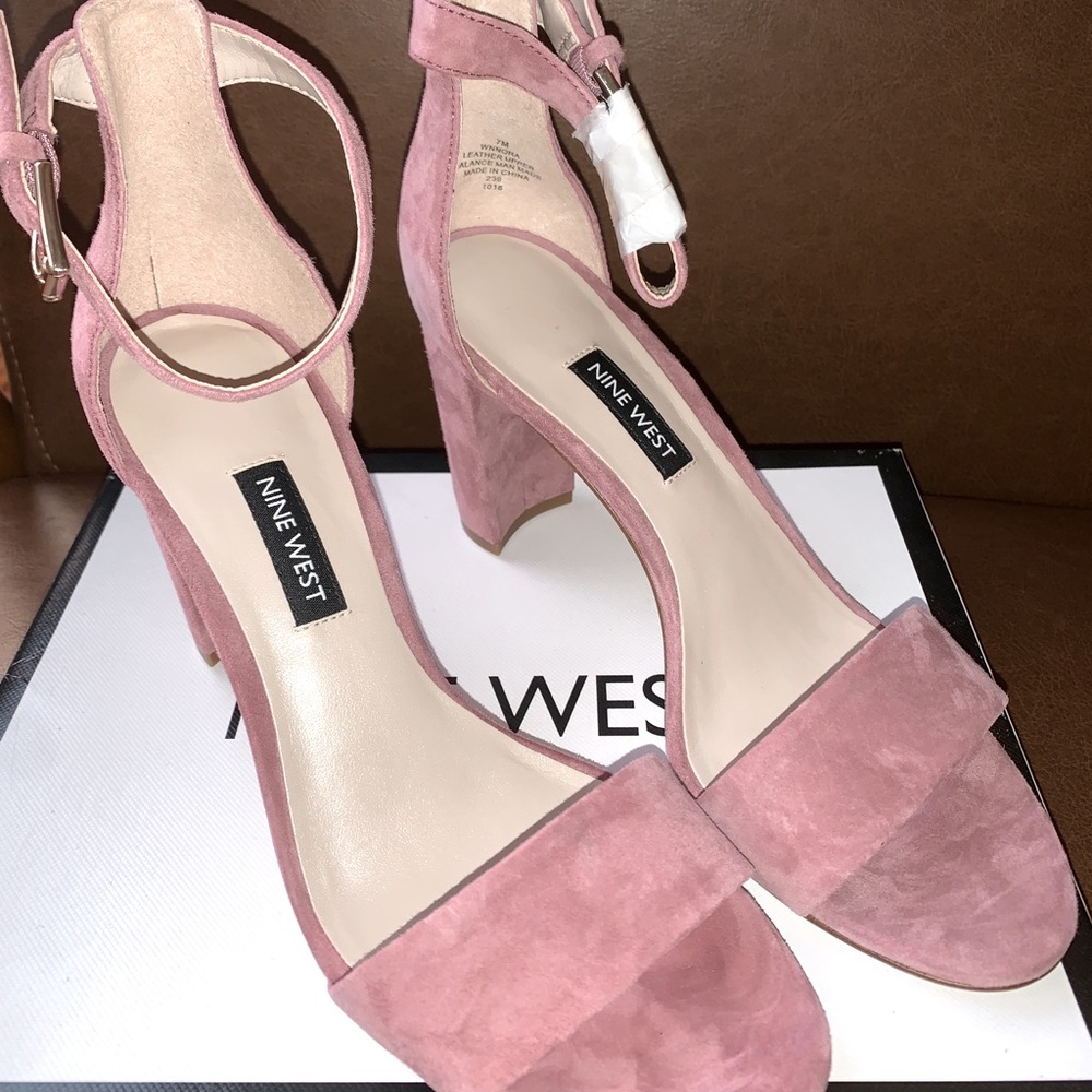 Nine West Pink Suede Block Heels